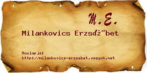 Milankovics Erzsébet névjegykártya
